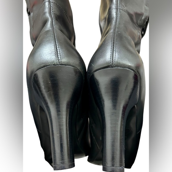 NORDSTROM BP Lace-Up & Zip High Heel Square Toe Leather Boots In Black 9.5 ✨EUC✨ - Picture 11 of 13